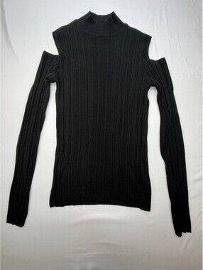 Asos Design Women's Sweater Knit Cold Shoulder Turtle Neck Size 2XS Black
